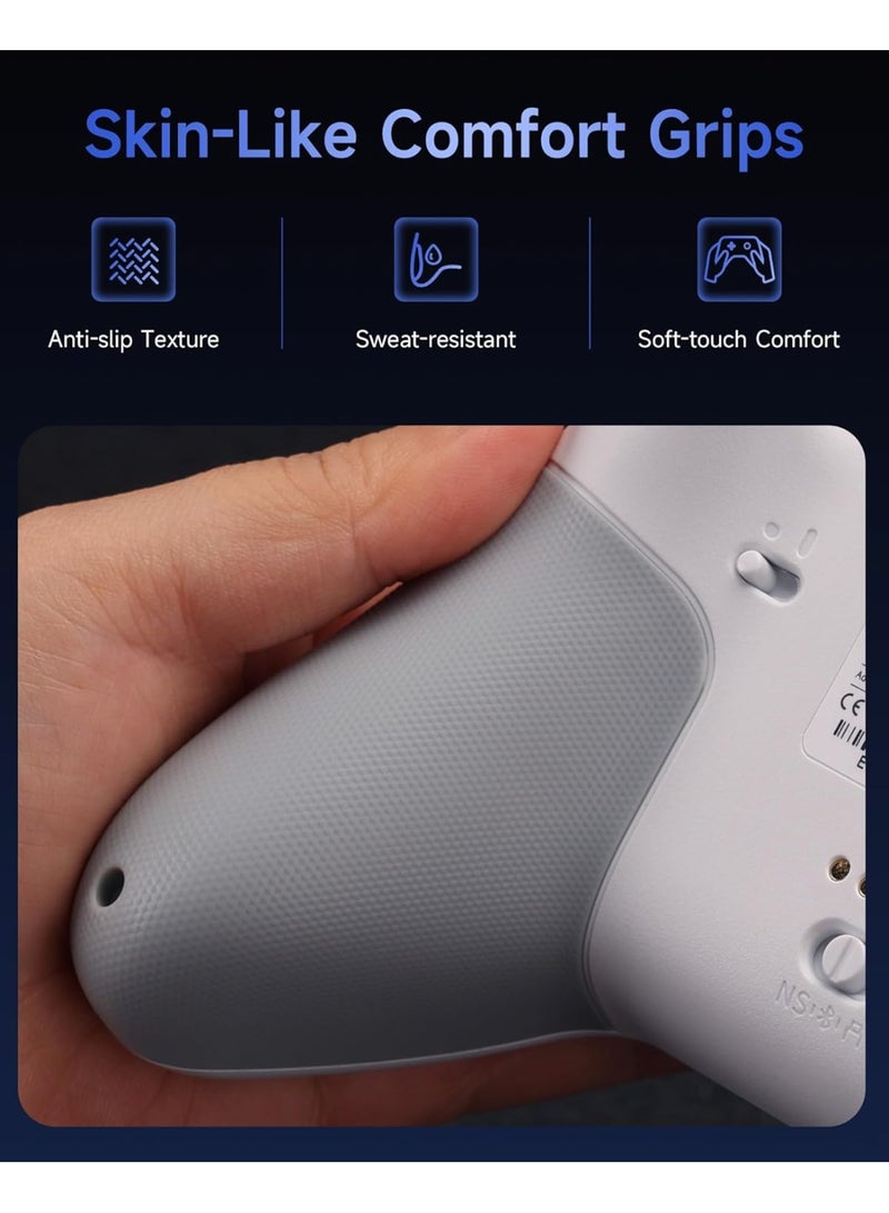 إيزي إس إم إكس وحدة تحكم EasySMX X05 Pro اللاسلكية للكمبيوتر الشخصي - أزرار نقر ناعمة منخفضة الضوضاء، ومحفزات نبضية ثنائية المراحل، وعصي تحكم هول مع معدل استجابة 1000 هرتز، وزرين قابلين للبرمجة، وبطارية 1000 مللي أمبير، ومتعددة المنصات - Image 5